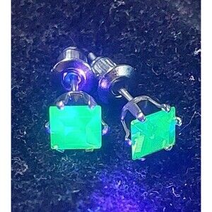 5mm jonquil square uranium glass stainless steel studs